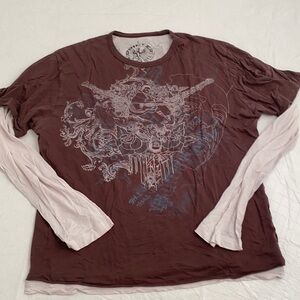 Drifter Industries brown multicolor layered long sleeve graphic tee